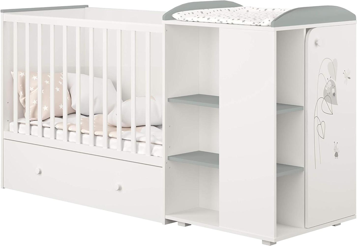 Polini 'French 800' Kombi-Kinderbett 60x120 cm, Amis/weiß-grau, mit Kommode Bild 1