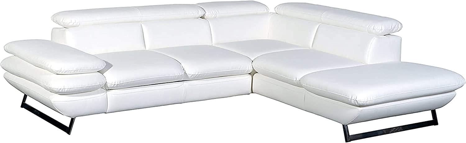 Mivano Ecksofa Prestige / Couch in L-Form mit Ottomane / Kopfteile und Armteil verstellbar / 265 x 74 x 223 / Kunstleder, weiß Bild 1