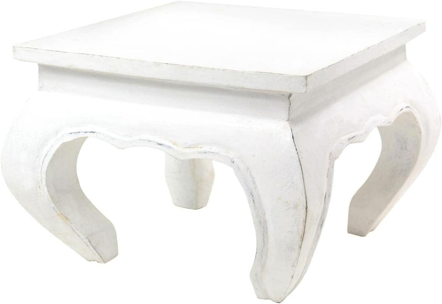 Opiumtisch Weiß - 40cm Beistelltisch Tischchen Hocker Blumenhocker Akazienholz asiatischer Kleiner Tisch Bild 1