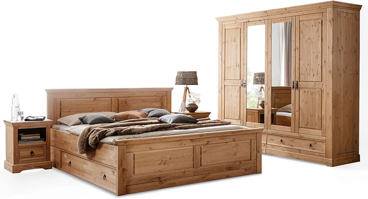Möbel-Eins PALERMO Komplett-Schlafzimmer, Material Massivholz, Kiefer eichefarbig gebeizt Bild 1
