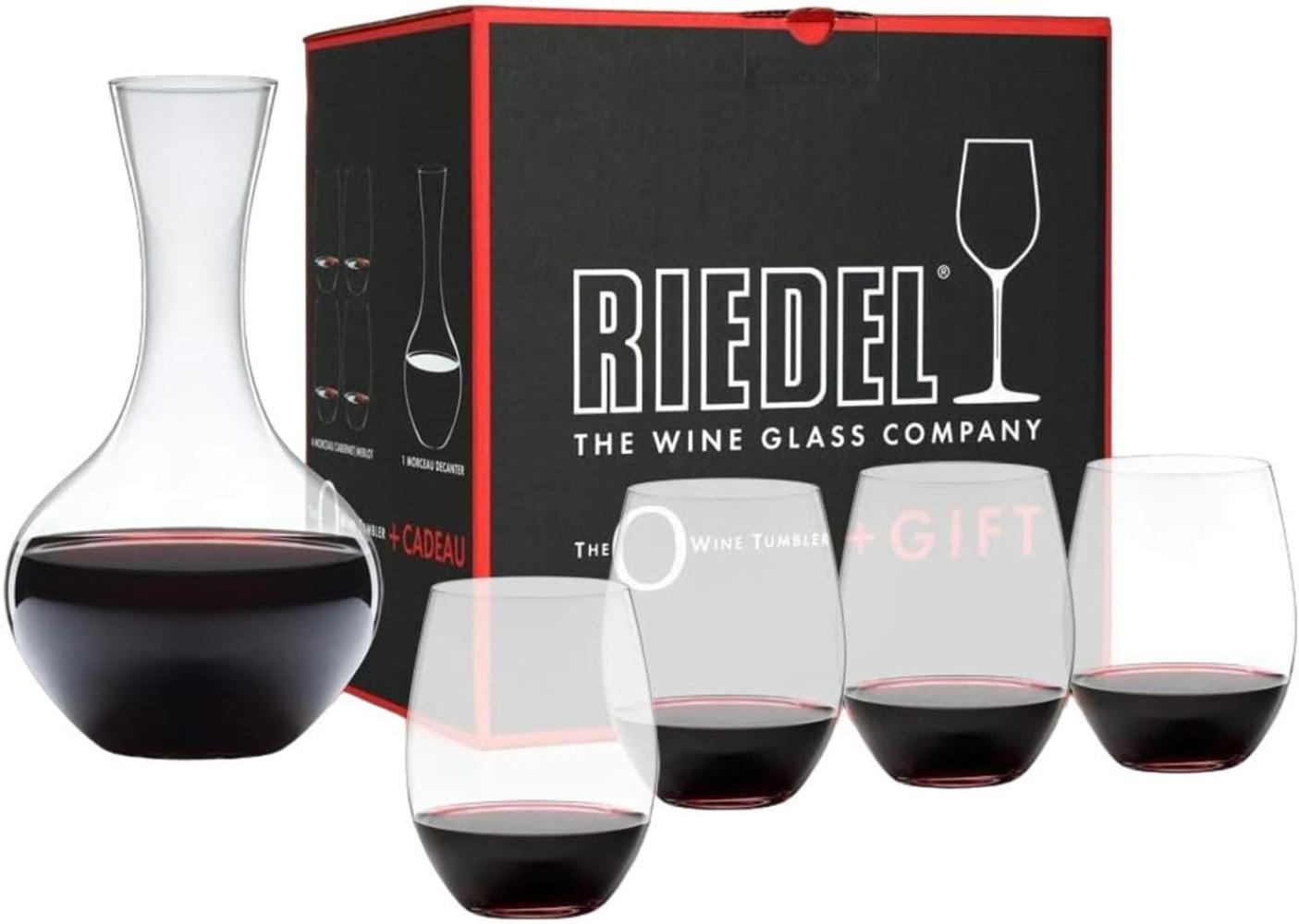 Riedel O + Geschenk, 4 Cabernet Weingläser & Dekanter Syrah, hochwertiges Glas, 5414/30 Bild 1
