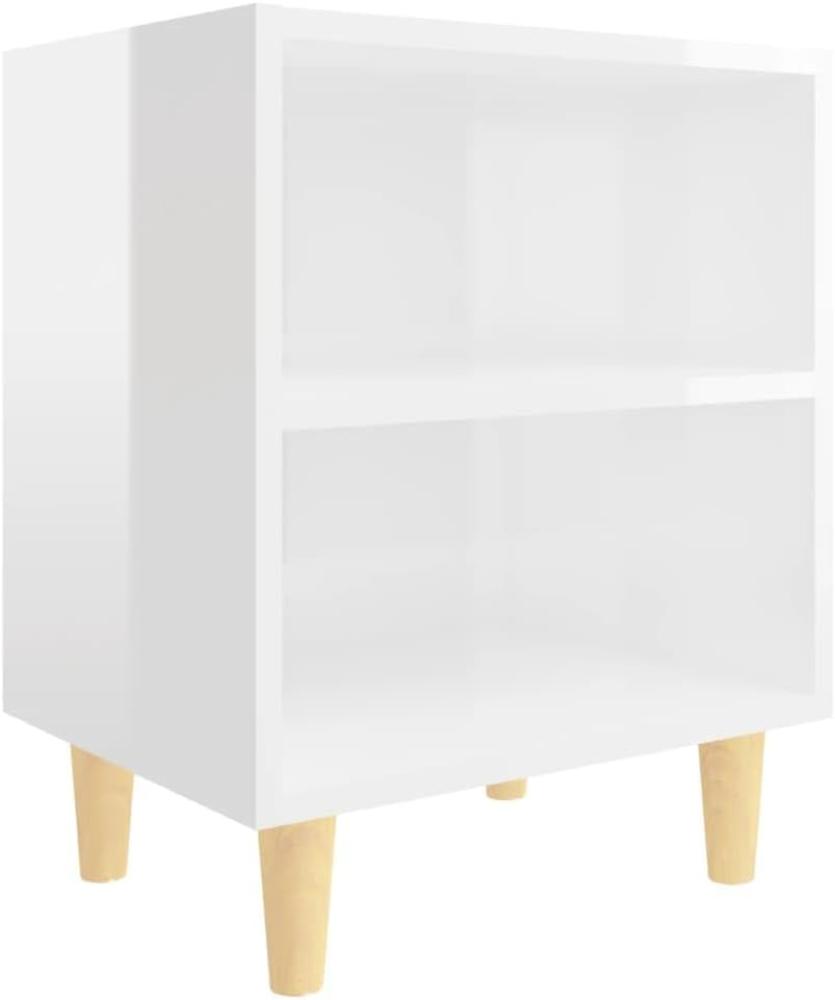 vidaXL Nachttisch mit Massivholz-Beinen Hochglanz-Weiß 40x30x50 cm [805791] Bild 1