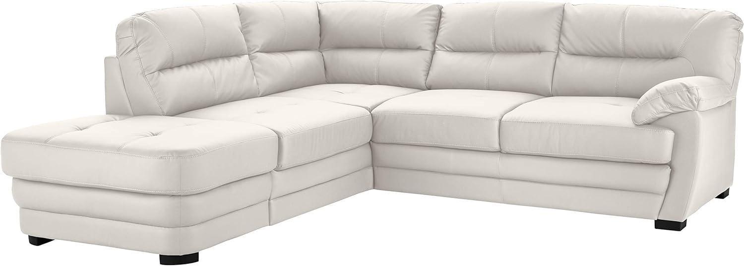 Mivano Ecksofa Royale / Zeitloses L-Form-Sofa mit Ottomane und hohen Rückenlehnen / 246 x 90 x 230 / Lederoptik, weiß Bild 1