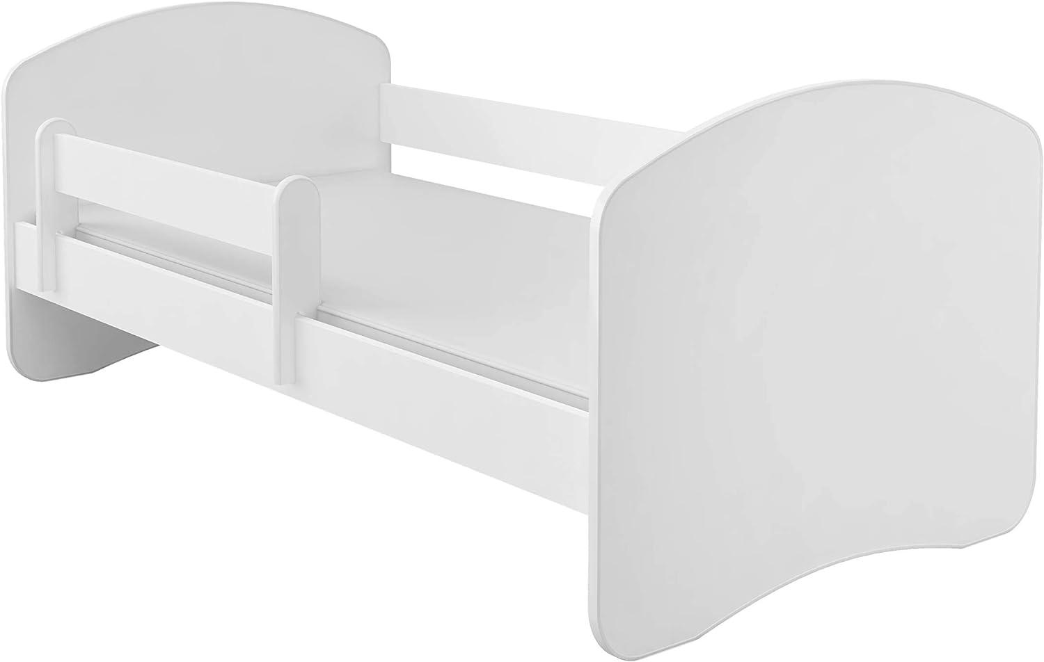 Kinderbett Jugendbett mit einer Schublade und Matratze Weiß ACMA II (140x70 cm, Weiß) Bild 1