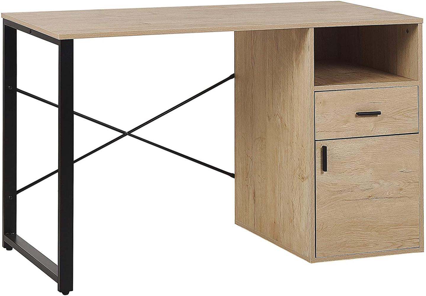 Schreibtisch heller Holzfarbton / schwarz 120 x 60 cm HUSTON Bild 1