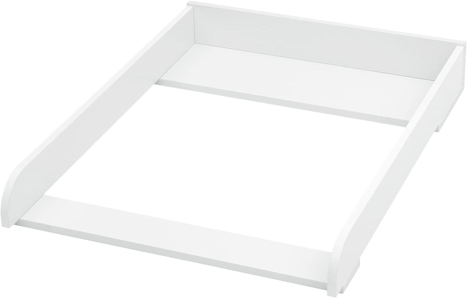 WOLTU Wickelaufsatz für Kommode mit Tiefe 48 cm, Wickelauflage aus MDF, Wickeltischaufsatz 60x10,5x80 cm, Wickelplatte Weiß, mit Seitenwänden Bild 1