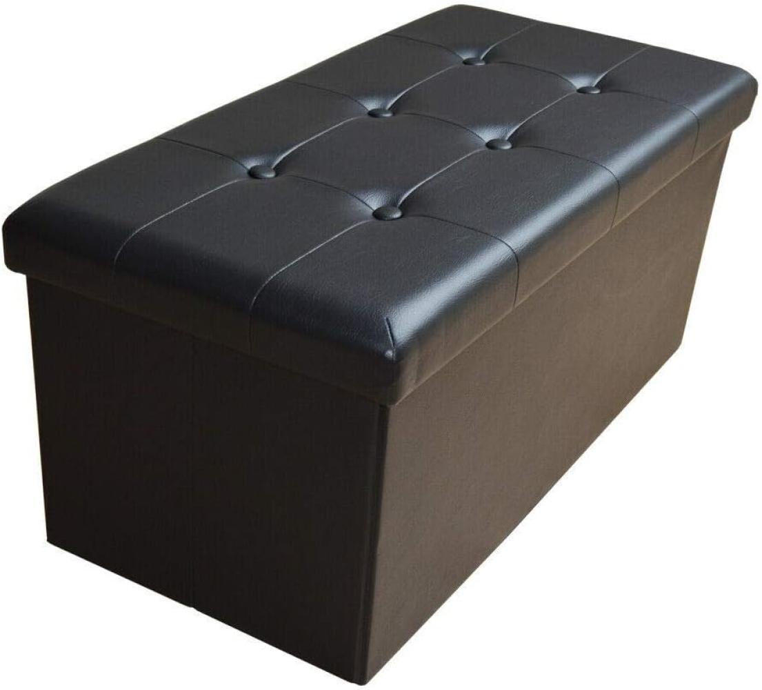 Style home Sitzbank Sitzhocker mit Stauraum, Faltbare Sitztruhe Fußbank Aufbewahrungsbox Polsterbank, belastbar bis 300kg, Kunstleder, 76 * 38 * 38 cm (Schwarz) Bild 1