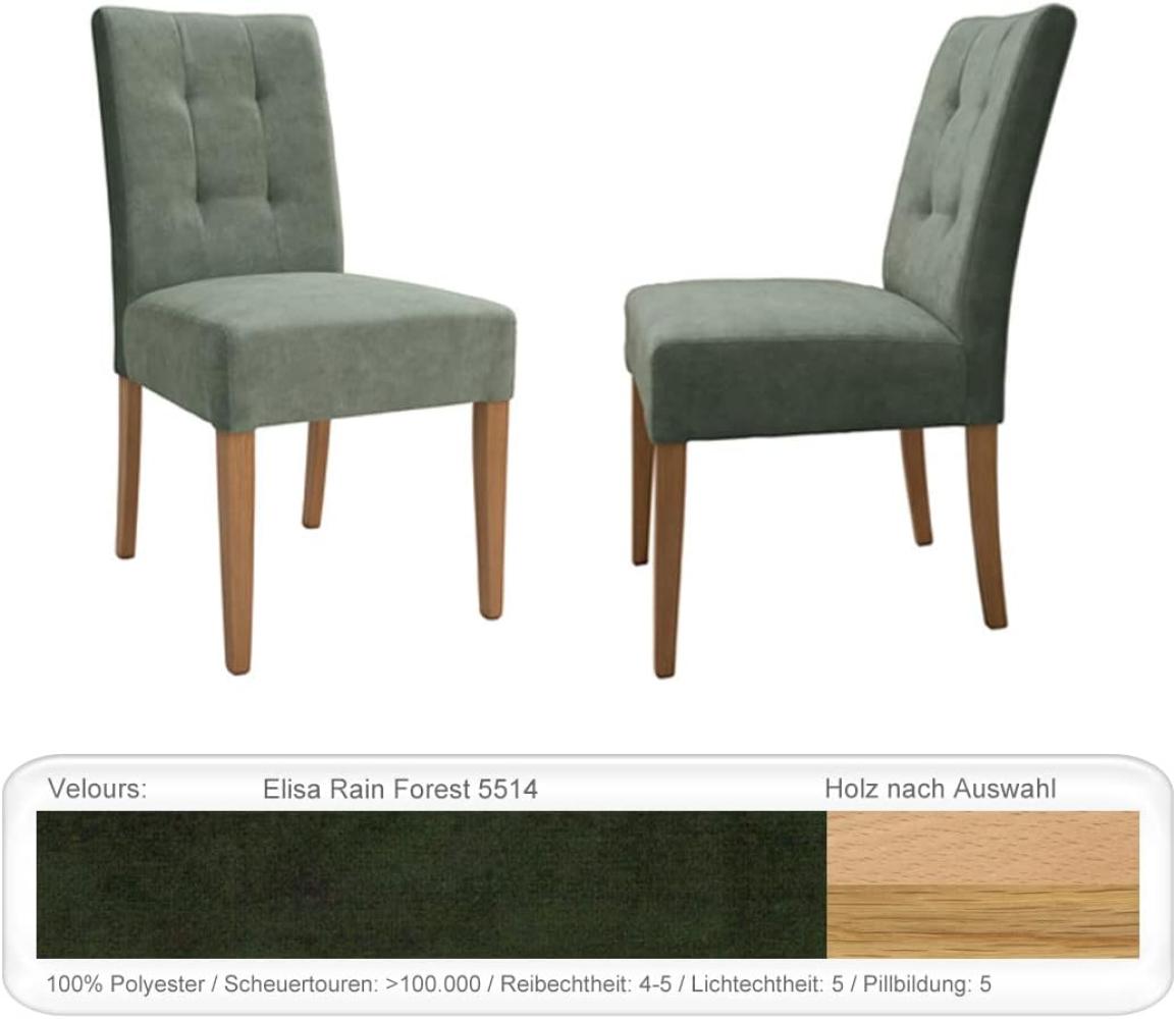 6x Stuhl Agnes 1 ohne Griff Varianten Polsterstuhl Massivholzstuhl Eiche natur lackiert, Elisa Rain Forest Bild 1