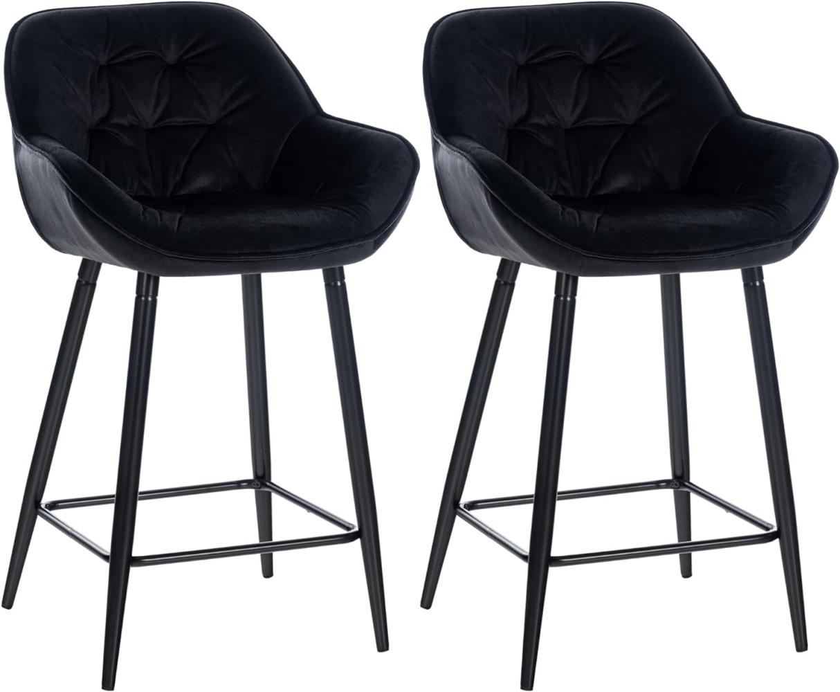 2er Set Barhocker Gibson Samt (Farbe: schwarz) Bild 1