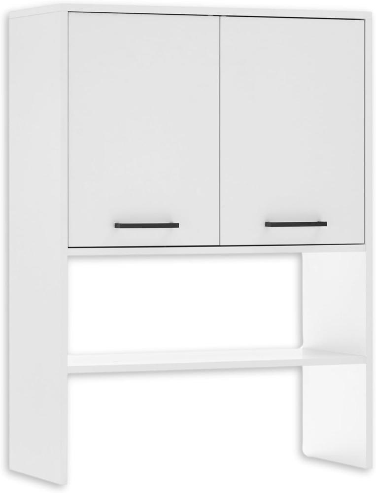 NERJA Schrankaufsatz für Waschmaschinenschrank, Weiß - Aufsatzschrank für zusätzlichen Stauraum im Badezimmer & Waschküche - 75 x 103 x 32 cm (B/H/T) Bild 1