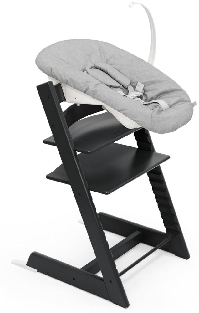 Tripp Trapp Stuhl von Stokke (Black) mit Newborn Set (Grey) - Für Neugeborene bis zu 9 kg - Gemütlich, sicher & einfach zu verwenden Bild 1