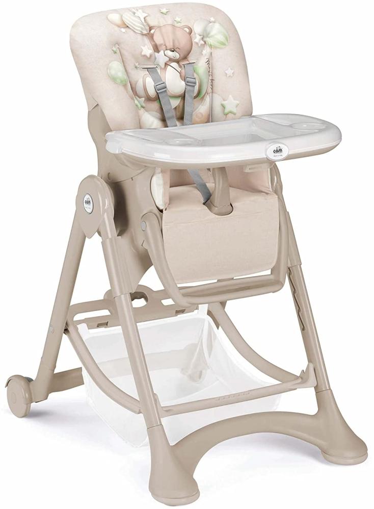 CAM Hochstuhl CAMPIONE - Baby-Stuhl mitwachsend & vielseitig verstellbar inkl. Tablett - Abwaschbares Kissen - Weiche Polsterung & verstellbarer Gurt - Kinder-Hochsitz - Made in Italy (Bubble Bär) Bild 1