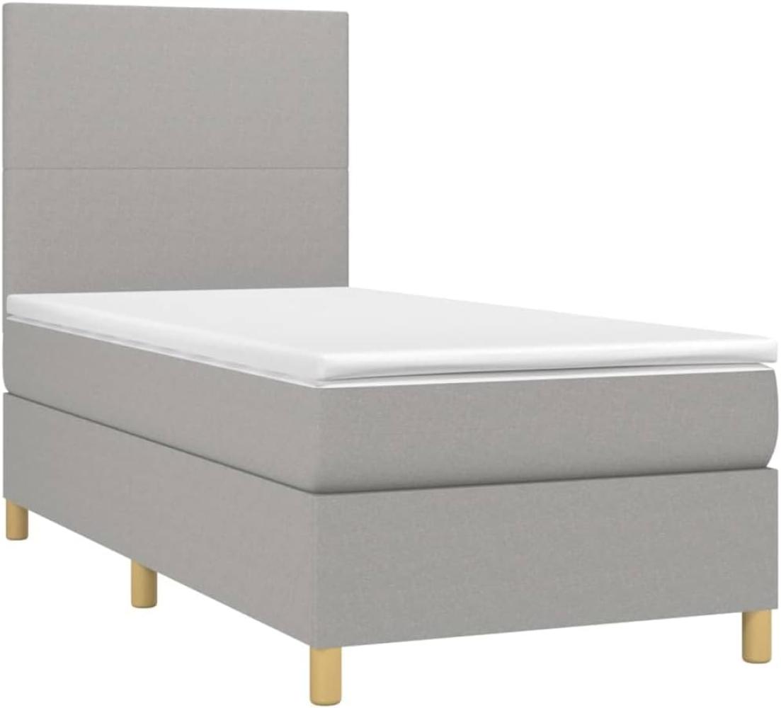 vidaXL Boxspringbett mit Matratze Hellgrau 90x200 cm Stoff, Härtegrad: H2 [3142145] Bild 1