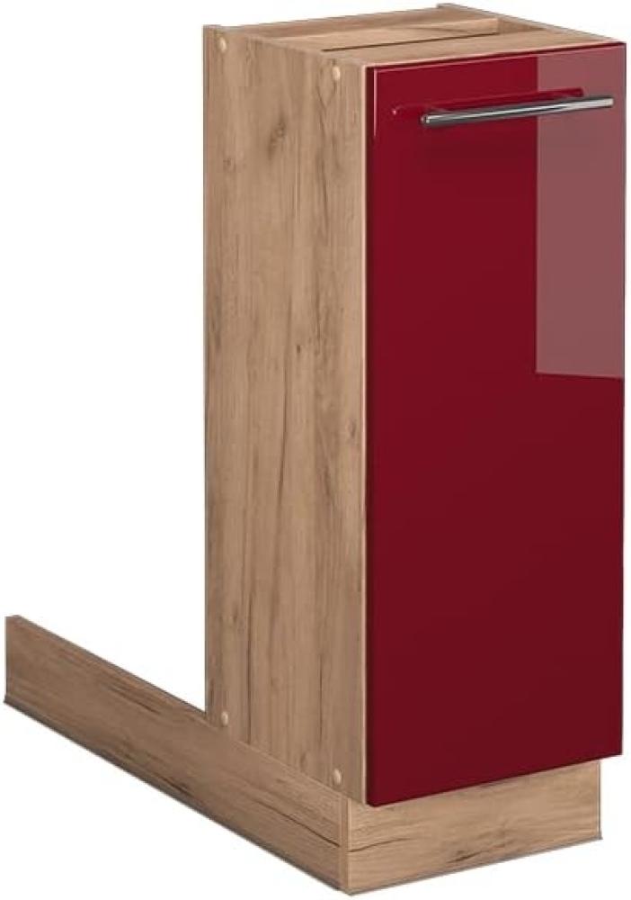 Vicco Küchenschrank Küchenmöbel Fame-Line modern Küche Einbauküche Küchenzeile Blende Unterschrank Hochschrank Hängeschrank (Eiche-Bordeaux-Rot Hochglanz, Regalinselunterschrank 30 cm) Bild 1