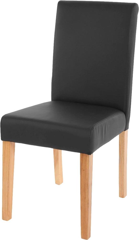 Esszimmerstuhl Littau, Küchenstuhl Stuhl, Kunstleder ~ schwarz matt, helle Beine Bild 1