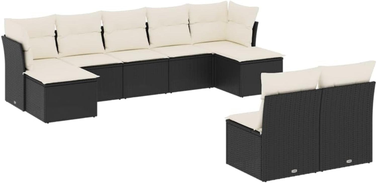 vidaXL 9-tlg. Garten-Sofagarnitur mit Kissen Schwarz Poly Rattan Bild 1