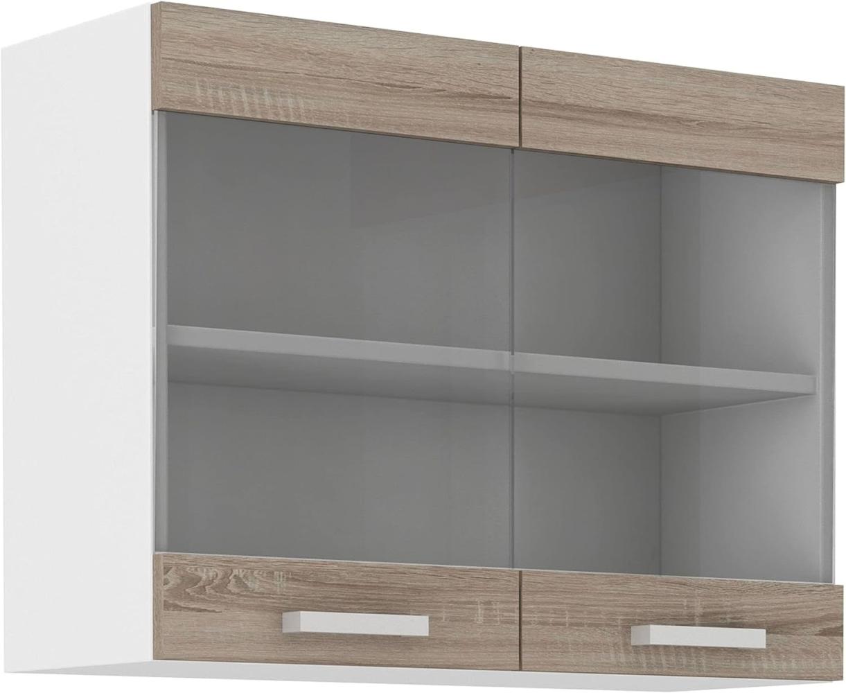 Küchen Glashängeschrank 80 cm für das Modell „Dave 240 Eiche Sonoma Trüffel“ Bild 1