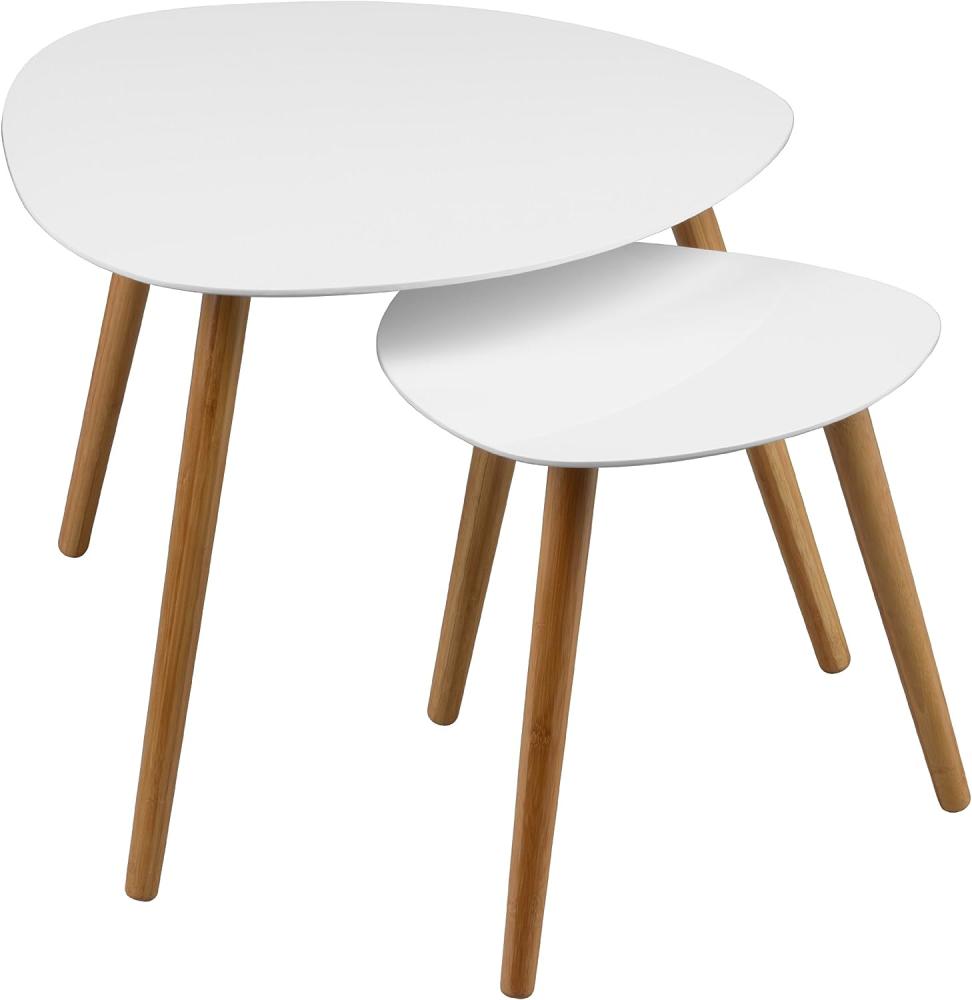 Premier Housewares 2403412 Nostra Tisch-Set, ineinanderschiebbar, Beine aus Holz, lackiert, Weiß, 2-teiliges Set Bild 1