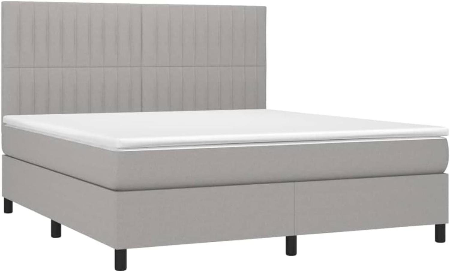 vidaXL Boxspringbett mit Matratze & LED Hellgrau 160x200 cm Stoff Bild 1