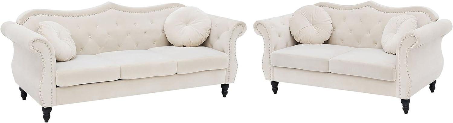 SKIEN Sofa Set 5-Sitzer, Samtstoff, beige Bild 1