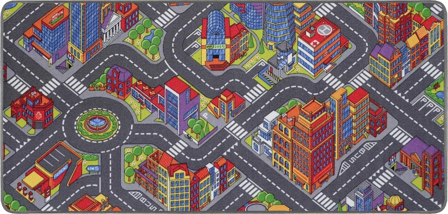 Primaflor Interaktiver Spielteppich Big City - 200x300 cm, Made in Europe Kinderteppich mit Straßenmotiv, Hochwertiger Straßen-Teppich für Kinder- und Spielzimmer, Spielmatte für Jungen und Mädchen Bild 1