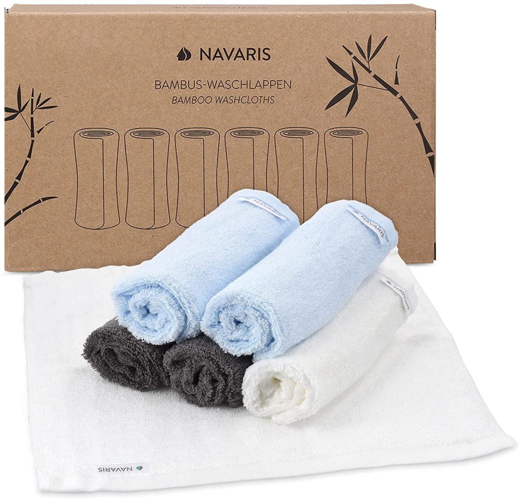 Navaris Waschlappen Set 6-teilig Baby-Waschlappen aus Bambus - 25x25cm weiche Lappen - Reinigungstücher Waschtücher - umweltfreundlich waschbar blau Bild 1