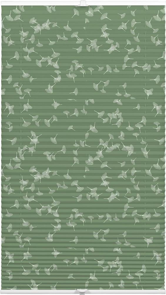 Gardinia Plissee Japandi Ginkgo zum Klemmen, Grau | Grün, Blickdicht & Lichtdurchlässig, ohne Bohren Bild 1