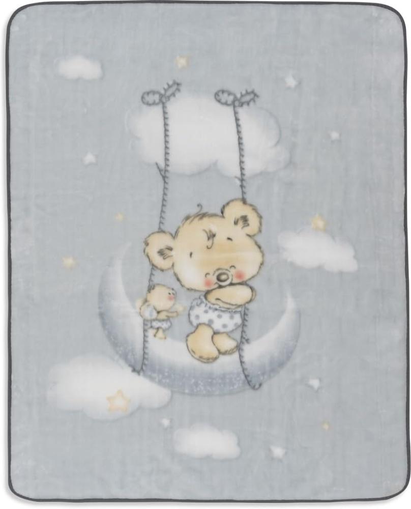 Interbaby Kinderdecke - Babydecke winter für Wiege Osito Nube grau · 110x140 cm · Kuscheldecke flauschig weiche decke baby für kinderbet Bild 1