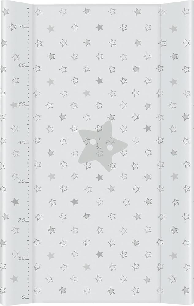 Ceba Baby Wickelauflage Wickelunterlage Wickeltischauflage 2 Keil 80x50 cm Abwaschbar - Graue Sterne 80 x 50 cm Bild 1