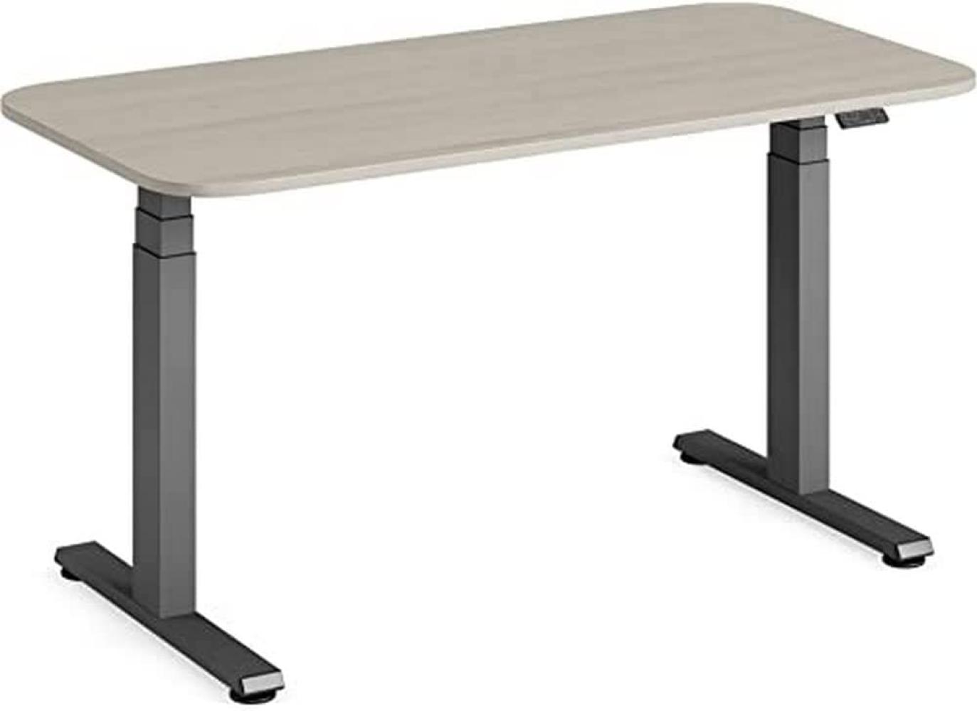 Steelcase Solo höhenverstellbarer Sitz-Steh-Schreibtisch mit Tischplatte in Akazie und Gestell in Amsel (140 x 70 cm) Bild 1