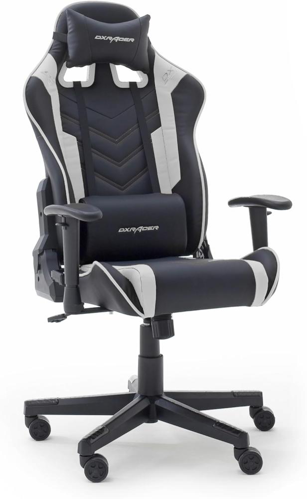 Robas Lund DX Racer Sport OK 132 Gaming Stuhl Bürostuhl Schreibtischstuhl mit Wippfunktion Gamer Stuhl Höhenverstellbarer Drehstuhl PC Stuhl Ergonomischer Chefsessel, schwarz-weiß Bild 1