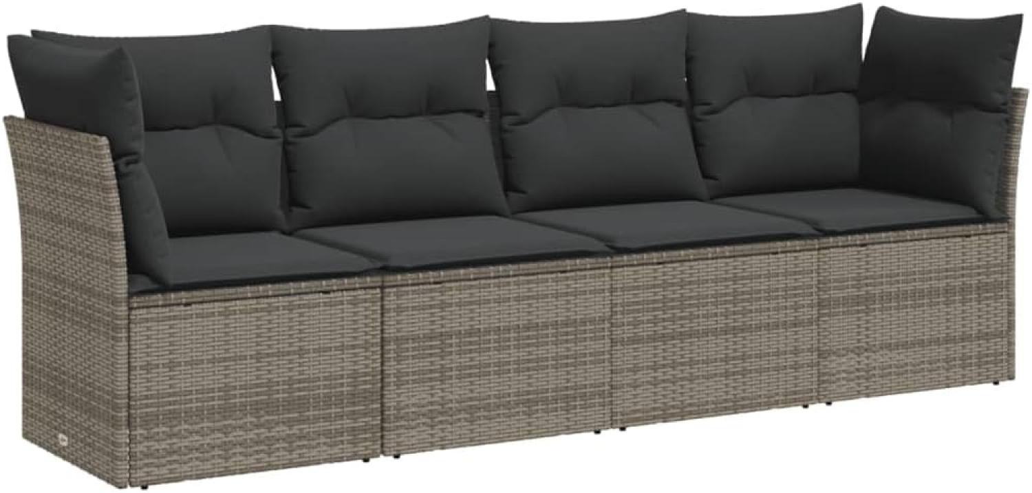 vidaXL 4-tlg. Garten-Sofagarnitur mit Kissen Grau Poly Rattan Bild 1