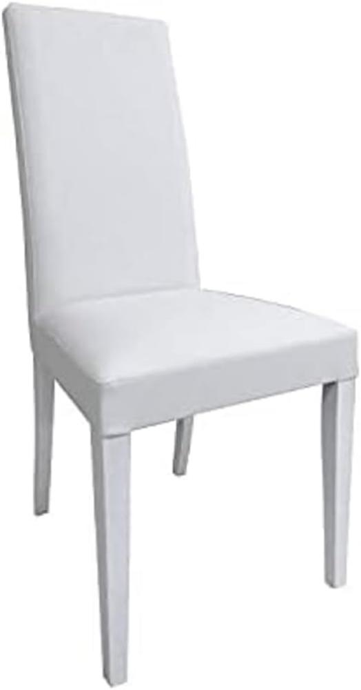 Dmora Klassischer Stuhl aus Holz und Kunstleder, für Esszimmer, Küche oder Wohnzimmer, Made in Italy, cm 46x55h99, Farbe Weiß Bild 1