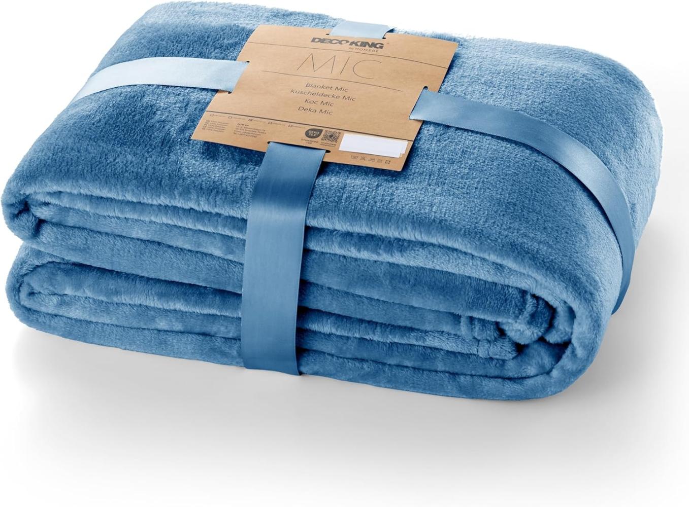 DecoKing Kuscheldecke 160x210 cm dunkelblau Decke Microfaser Tagesdecke Fleece weich sanft kuschelig marinenblau Navy Indigo Mic Bild 1