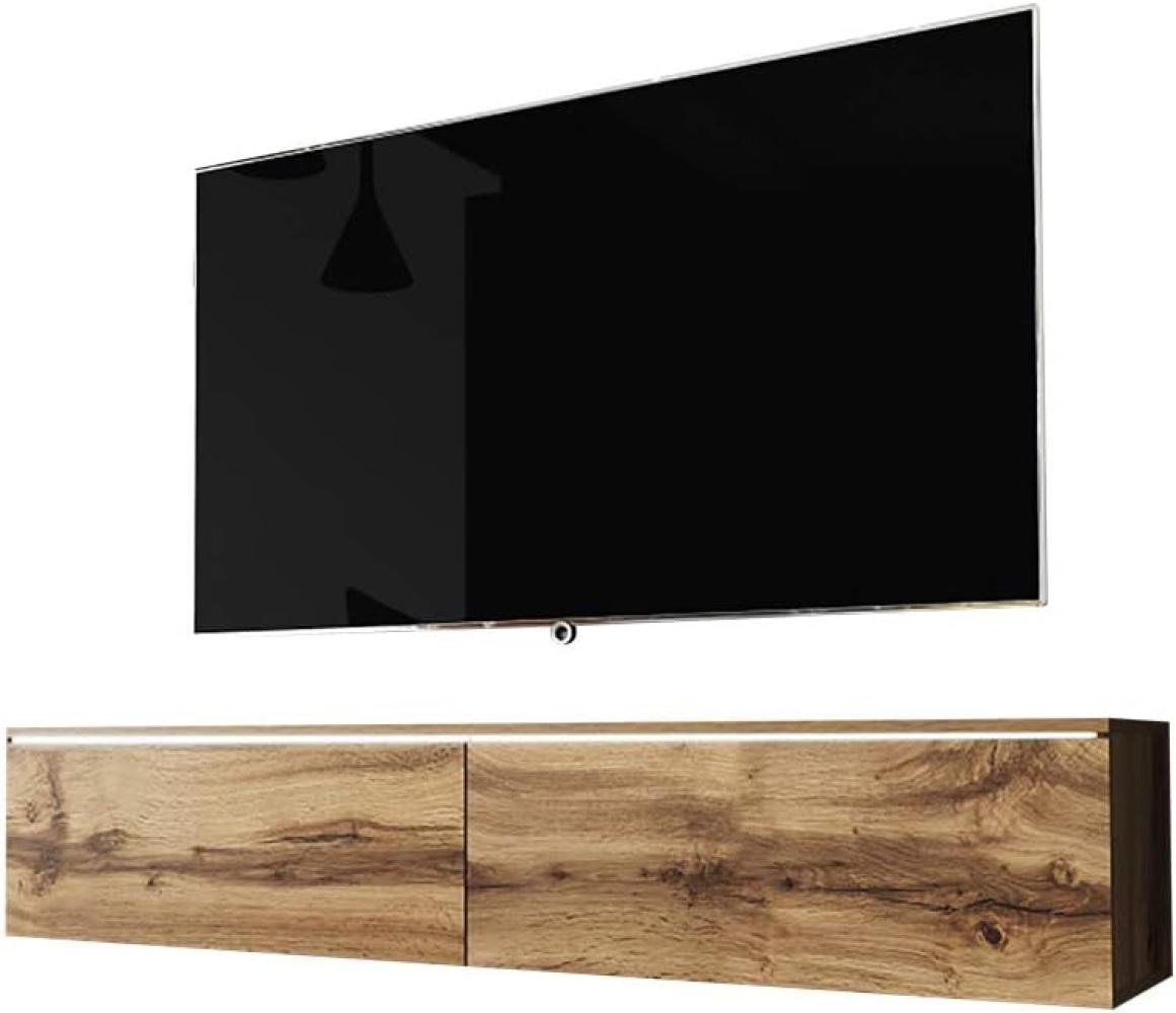 Selsey Kane – TV-Lowboard TV-Schrank hängend/stehend 140 cm (Wotan Eiche mit LED) Bild 1