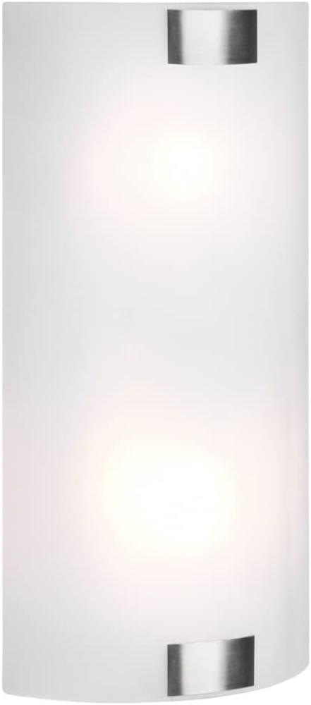 Flache LED Wandleuchte mit Glas Lampenschirm Weiß & Silber, 20 x 40cm Bild 1