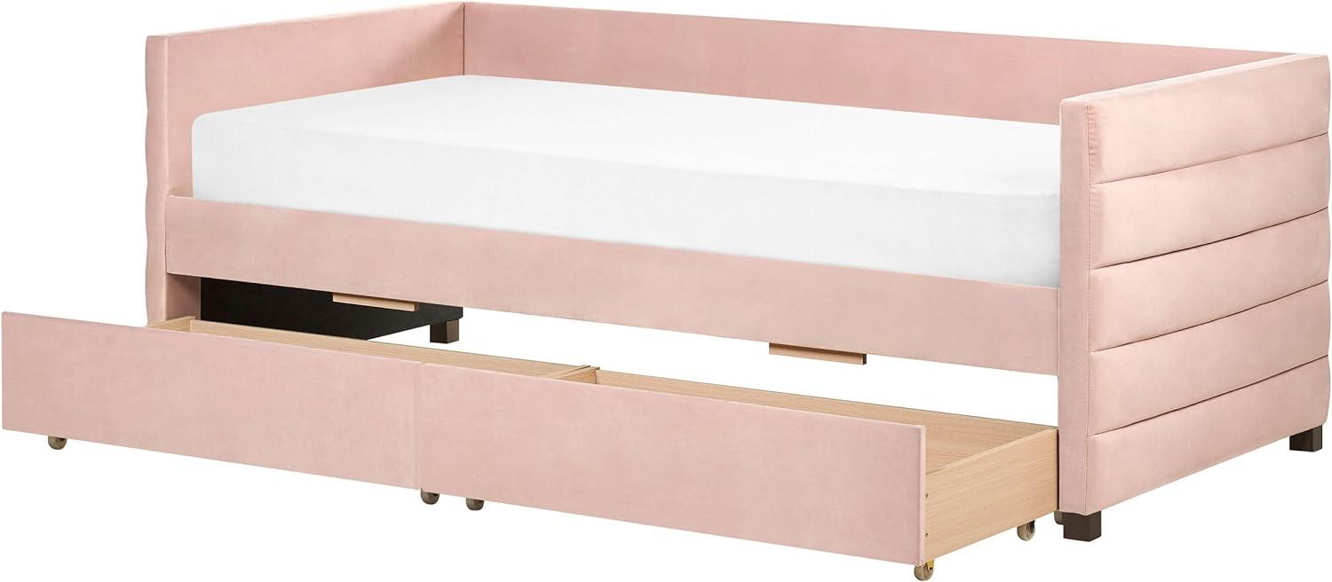 Tagesbett Samtstoff pastellrosa mit Bettkasten 90 x 200 cm MARRAY Bild 1