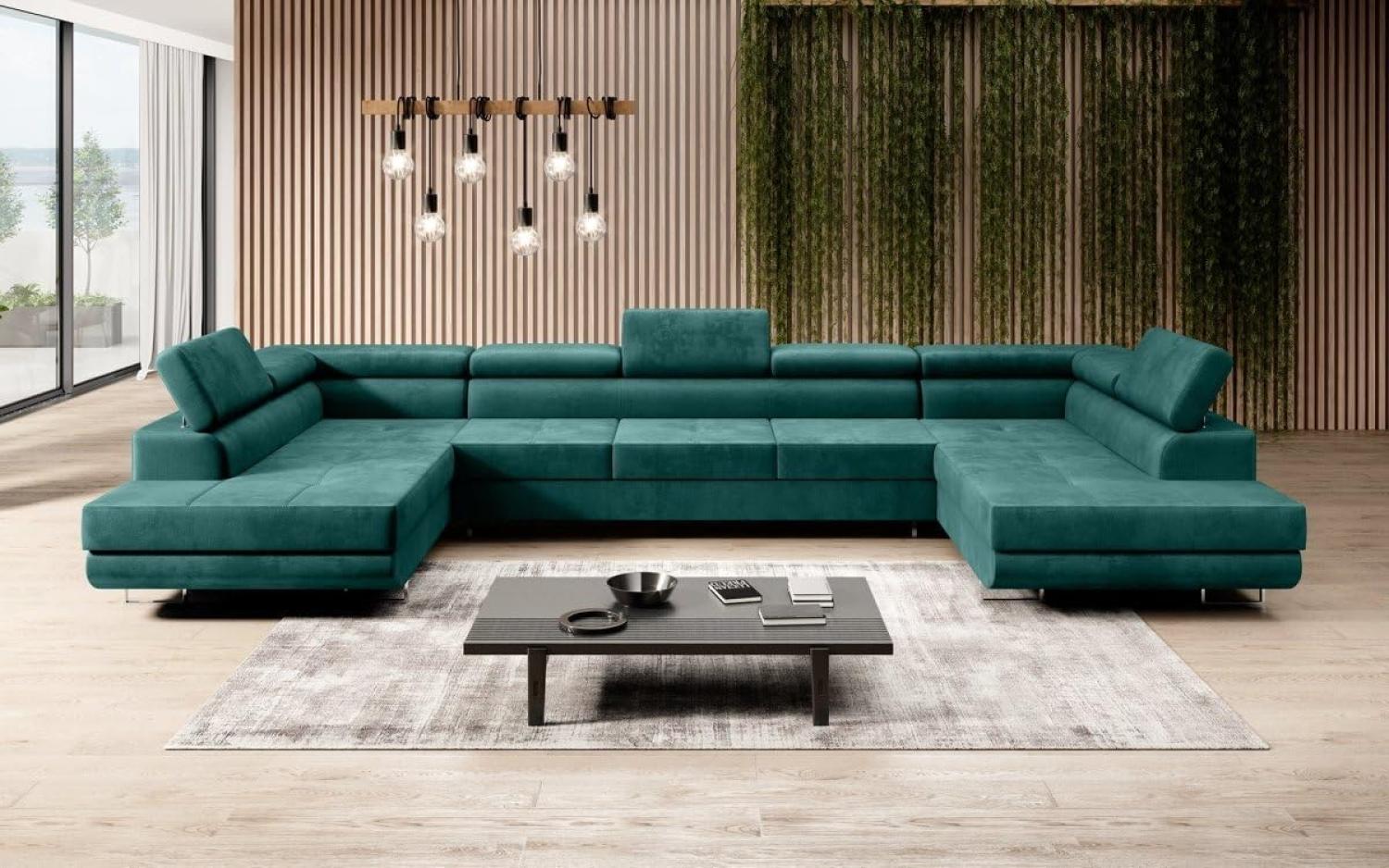 Designer Sofa Taormina mit Schlaf- und Klappfunktion (Samt) Grün Bild 1