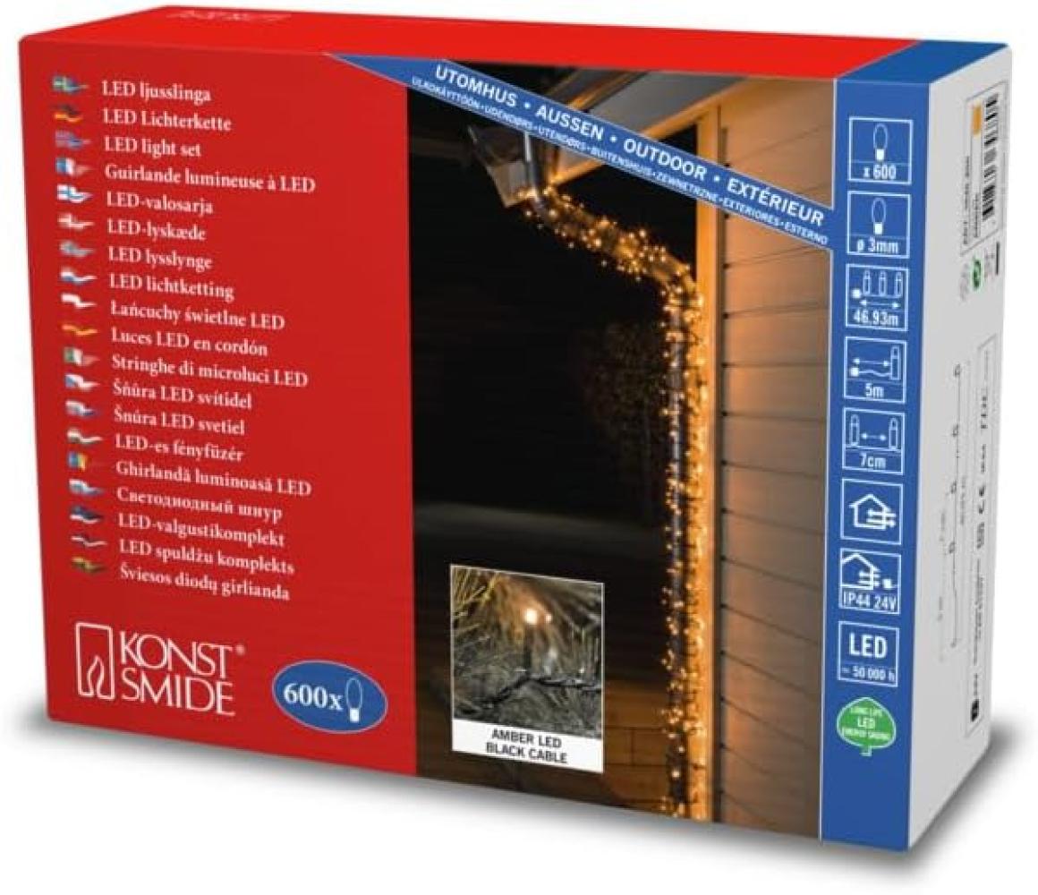 LED Lichterkette - 600 bernsteinfarbene LED - L: 41,93m - schwarzes Kabel - Trafo - für außen Bild 1