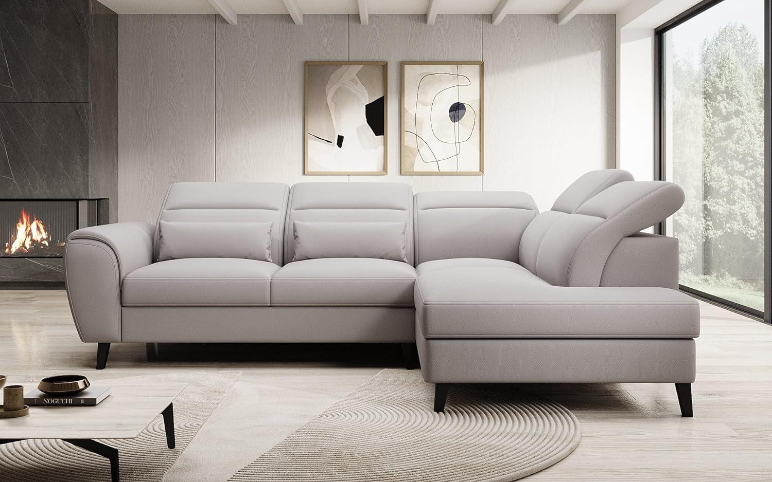 Designer Sofa Nobile mit verstellbarer Rückenlehne Stoff Beige Rechts Bild 1