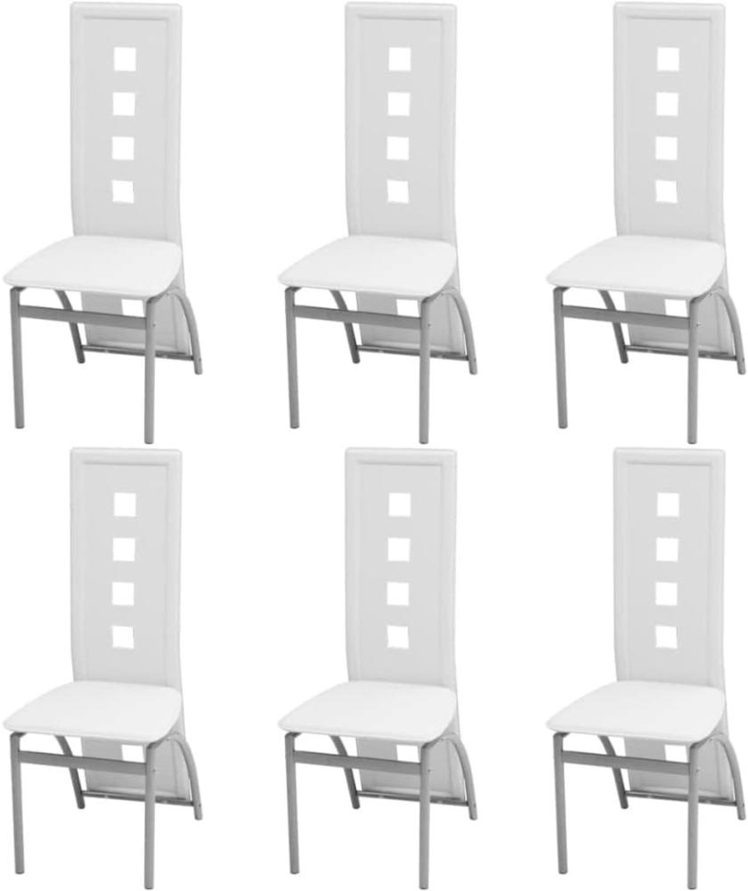 Sets Esszimmerstühle mit Lehne bis zum Boden und Löchern, Kunstleder, 6 Stühle Weiß Bild 1