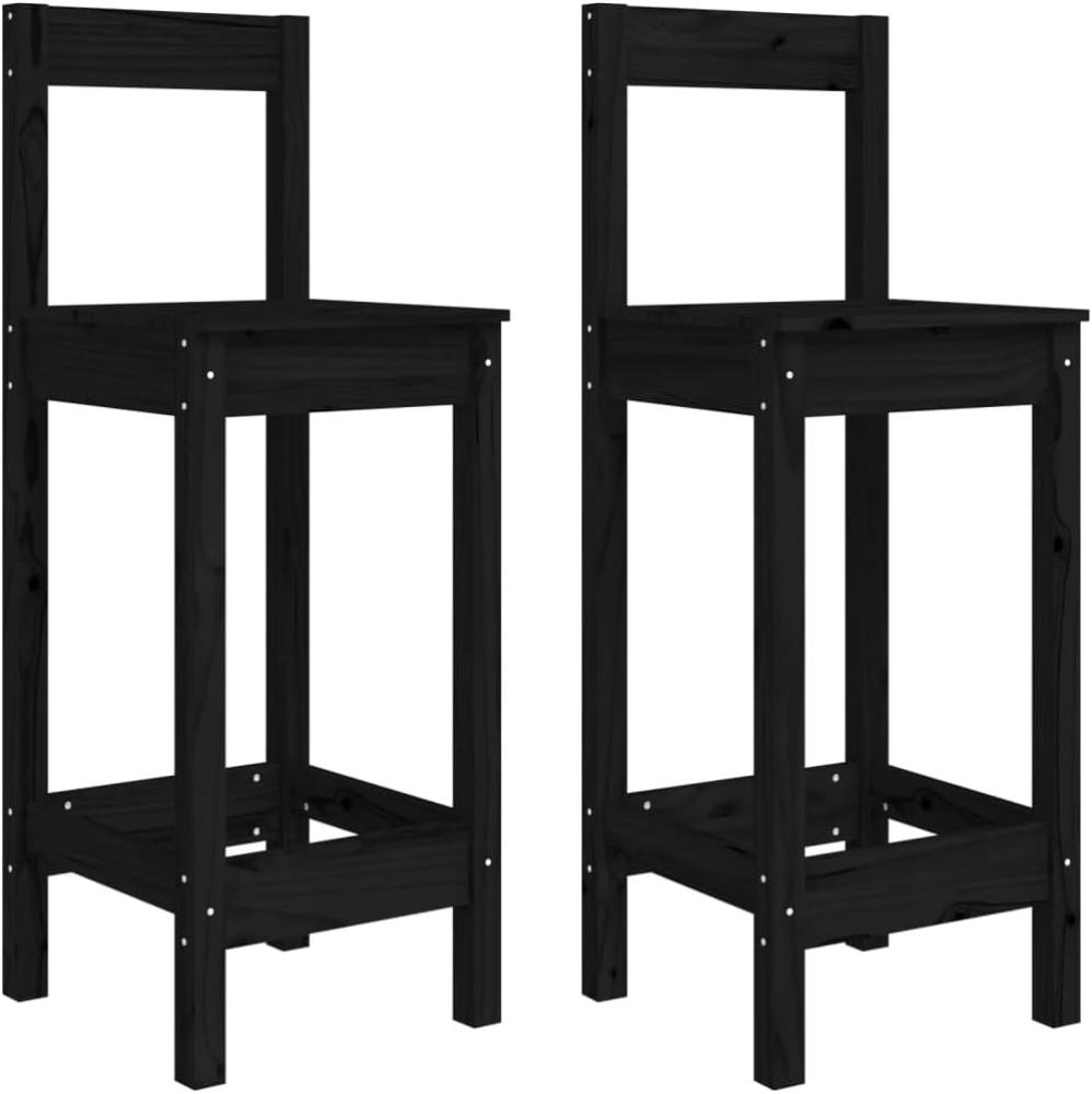 Barstühle 2 Stk. Schwarz 40x41,5x112 cm Massivholz Kiefer Bild 1