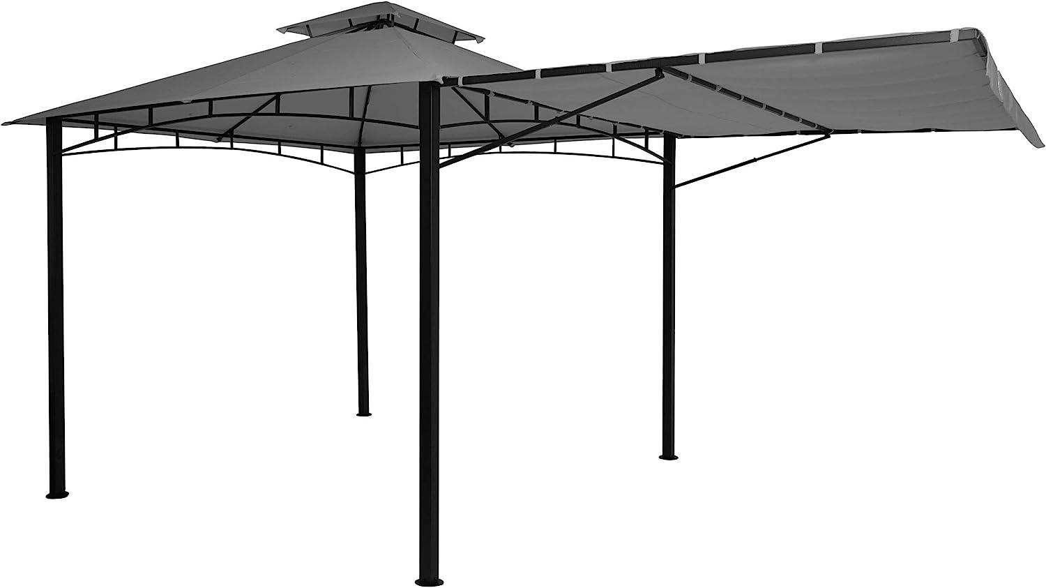 Pergola HWC-F94, Garten Pavillon, Stahl bewegliche Seitenwand 2,5x2,5m ~ grau Bild 1