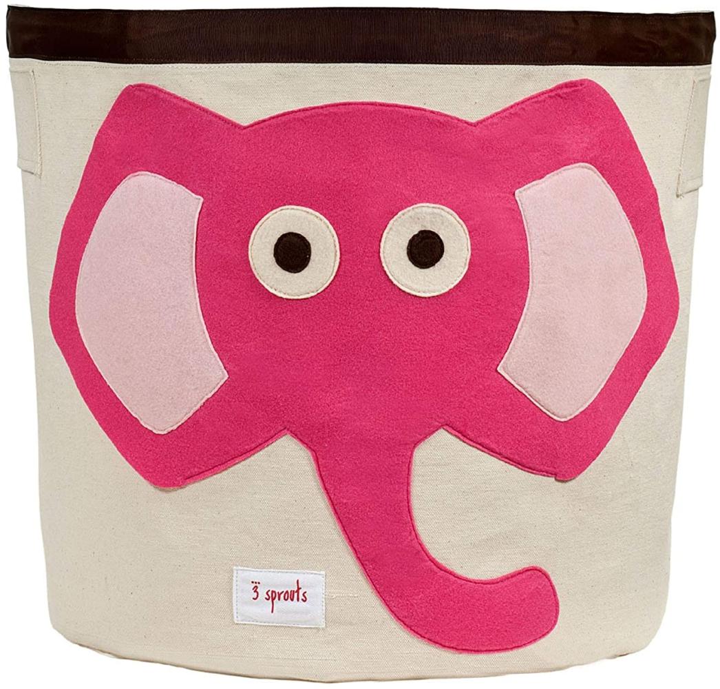Aufbewahrung im Kinderzimmer | Grosser Aufbewahrungskorb mit Elefant in Pink, 43 x 43,5 cm, von 3 sprouts Bild 1