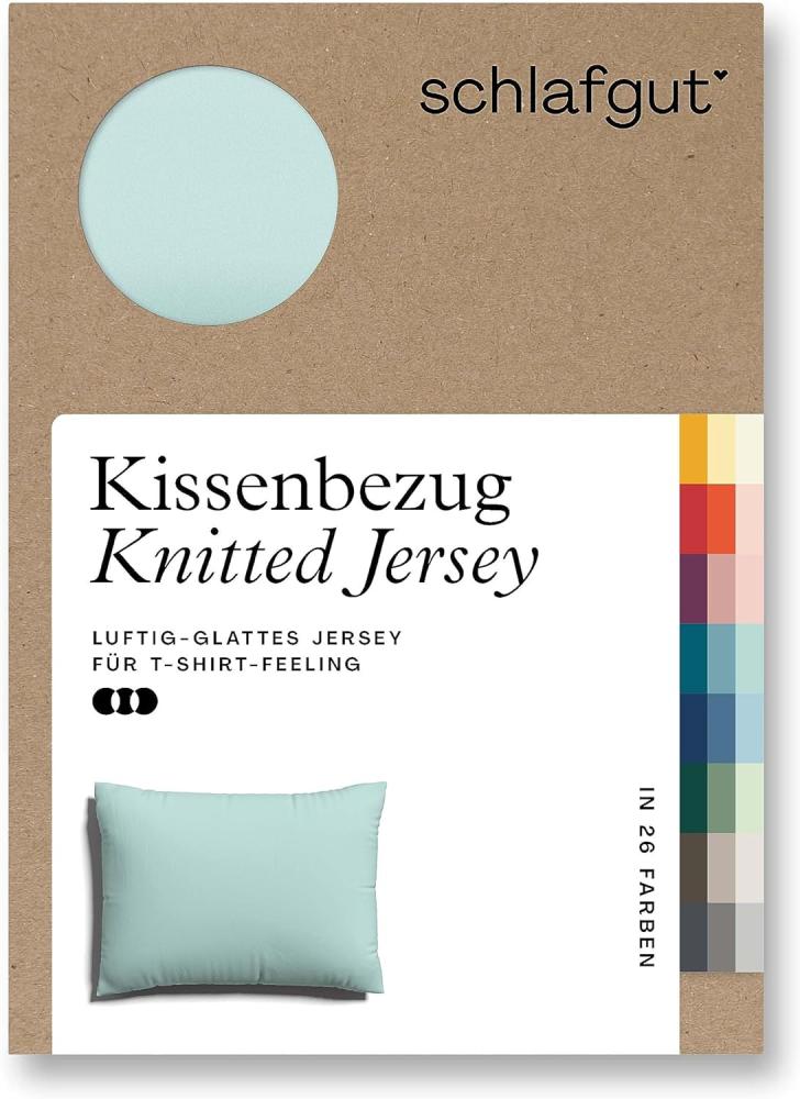 Schlafgut Knitted Jersey Bettwäsche | Kissenbezug einzeln 60x80 cm | petrol-light Bild 1