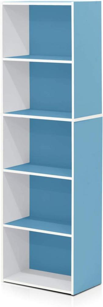 Furinno offenes Bücherregal mit 5 Fächern, holz, Weiß/Hellblau, 40. 1 x 23. 9 x 132. 1 cm Bild 1