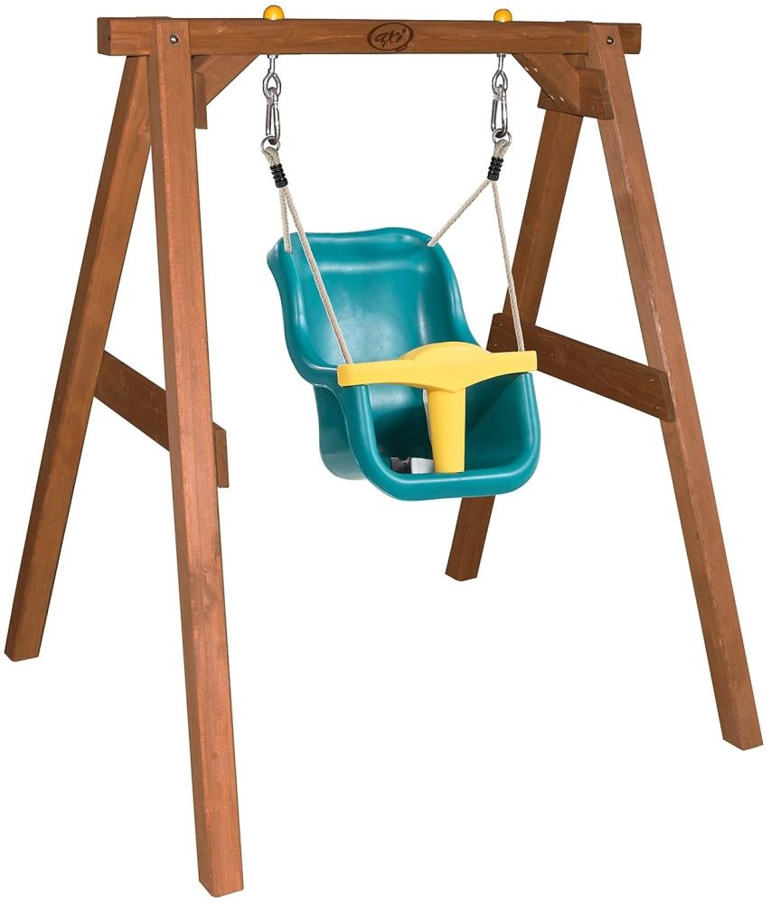 Babyschaukel, Holzschaukel mit Babysitz, Holzgestell braun Bild 1