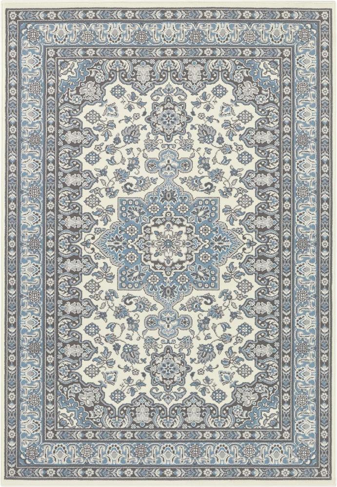 Orientalischer Kurzflor Teppich Parun Täbriz Creme Hielblau - 80x150x0,9cm Bild 1