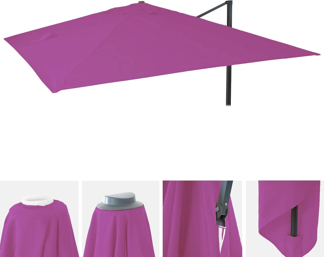 Ersatz-Bezug für Luxus-Ampelschirm HWC-A96, Sonnenschirmbezug Ersatzbezug, 3x3m (Ø4,24m) Polyester 2,7kg ~ lila-violett Bild 1