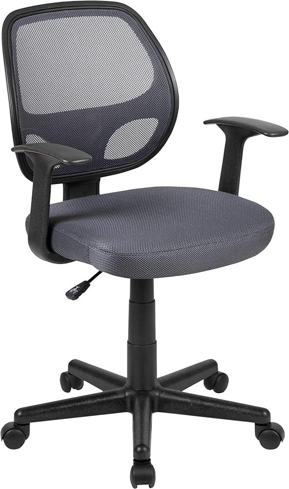 Flash Furniture Bürostuhl mit mittelhoher Rückenlehne – Ergonomischer Schreibtischstuhl mit Armlehnen und Netzstoff – Perfekt für Home Office oder Büro – Grau Bild 1